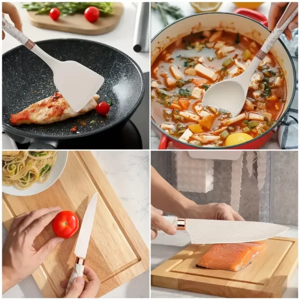 16PCS/Stainless Steel Kitchen Knife Silicone kitchenware set Spatula spoon bread knife scissors peeler cut meat knife Tool rest - Image 4