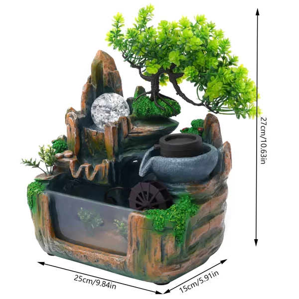 Bonsai Tree Rock ​Waterfall with LED Light Decoration Home Office - Image 2