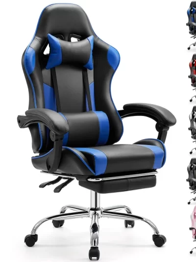 JHK Ergonomic Adjustable Swivel PU Leather with Headrest and Lumbar Support For Office