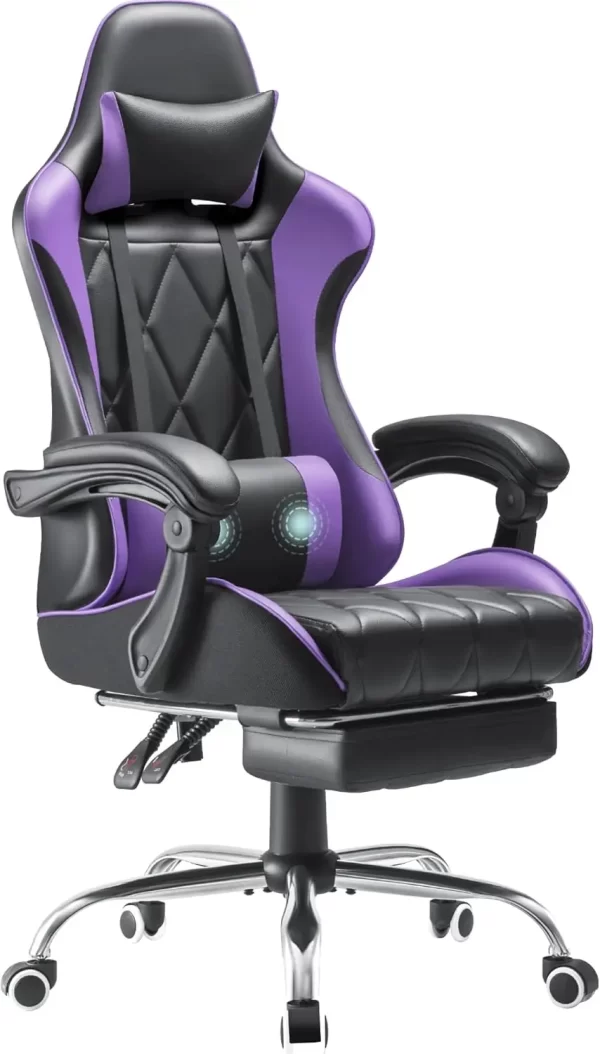 Computer Chair with Footrest and Massage Lumbar Support - Image 7