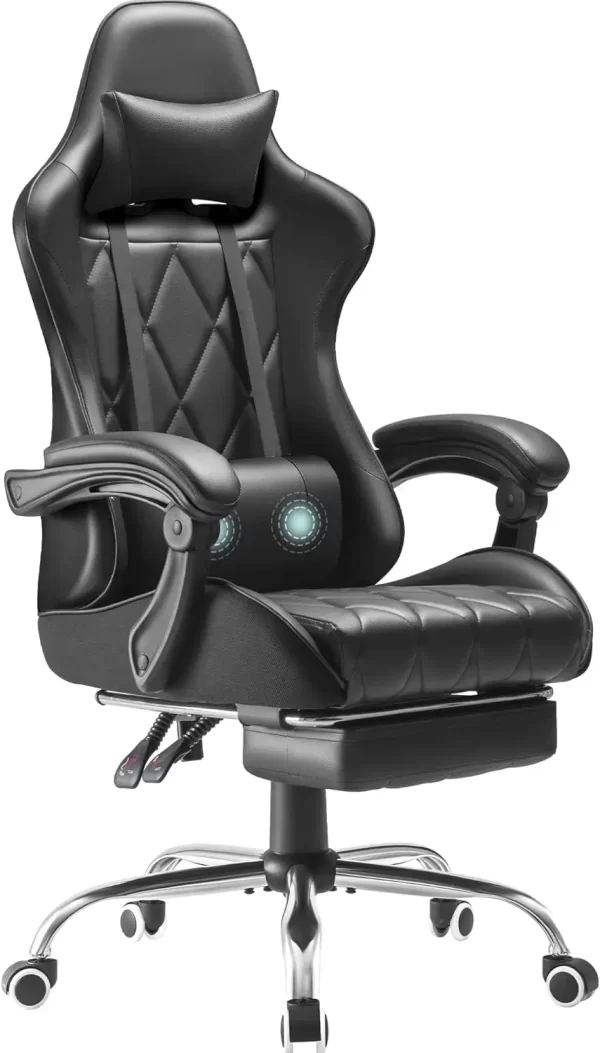 Computer Chair with Footrest and Massage Lumbar Support - Image 12