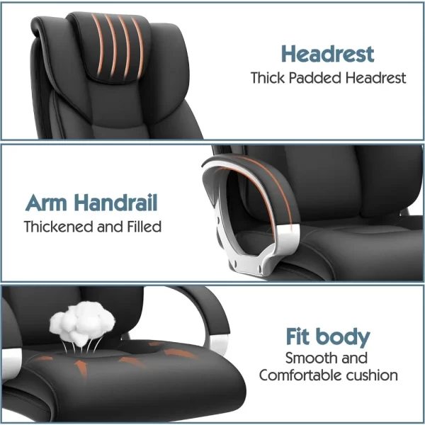 Office Chair, Leather Executive Chair Ergonomic Home Office Chairs Heavy Duty - Image 5
