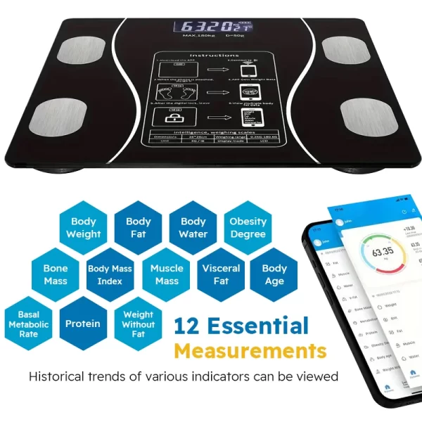 Smart Wireless LED Digital Bathroom Weight Scale Body Composition Analyzer Testing Scale - Image 6