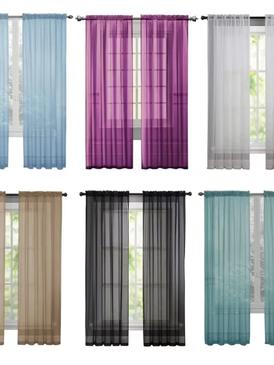 2pcs Sheer Voile Curtain, Colorful Tulle Panel for Door Casement, Divider Scarf, 2m*1m, Easy Fit Rod Pocket, Home Decor