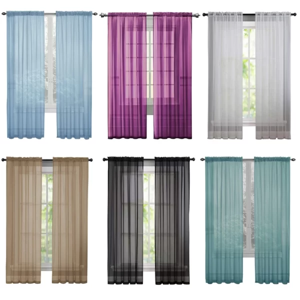 2pcs Sheer Voile Curtain, Colorful Tulle Panel for Door Casement, Divider Scarf, 2m*1m, Easy Fit Rod Pocket, Home Decor