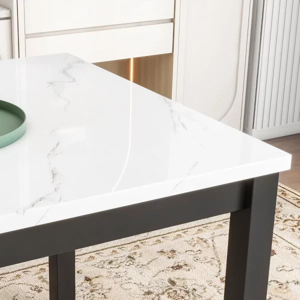 5-Piece Counter Height Dining Table Set with One Faux Marble Top - Image 6