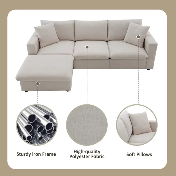 Modern Sectional Sofa with Throw Pillows - Image 6