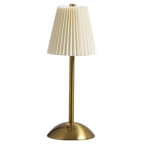 Pleated Shade Warm with Metal Base Nordic Decorative Rechargeable 3 Colors Dimmable Night Light - Image 10