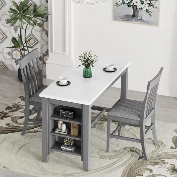 5-Piece Counter Height Dining Table Set with One Faux Marble Top - Image 8