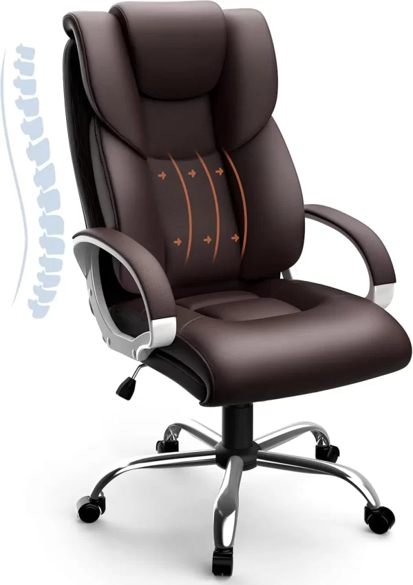 Office Chair, Leather Executive Chair Ergonomic Home Office Chairs Heavy Duty - Image 8