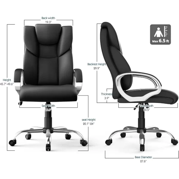 Office Chair, Leather Executive Chair Ergonomic Home Office Chairs Heavy Duty - Image 2