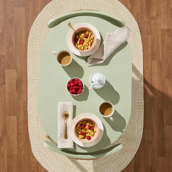 3-Piece Modern Oval Dining Table Set, Small Kitchen Dinette w/ 2 Chairs, Metal Frame, Curved Backrests - Image 3