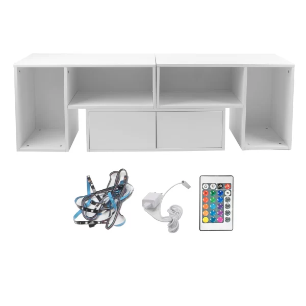 Board TV Cabinet Stand Panel Set with LED Light Drawer  100V-240V - Image 3