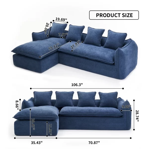 Deep Seat Compression Sofa 3 Seater for Living Room - Image 6