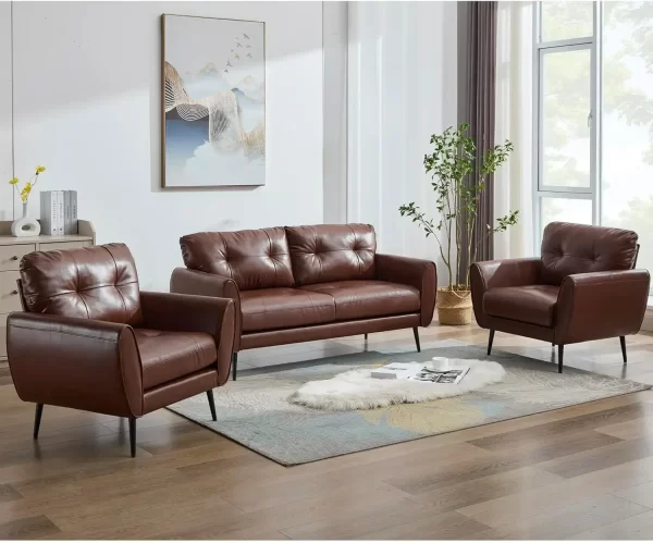 Leather Sofa Couch 61" Small Loveseat Couches for Living Room - Image 8