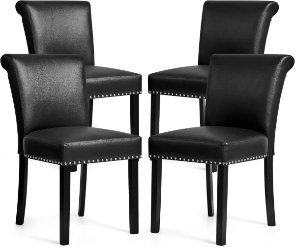 Leather Dining Chairs Kitchen Table Chairs Set of 4 - Image 7