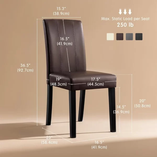 Leather Dining Chairs Kitchen Table Chairs Set of 4 - Image 2