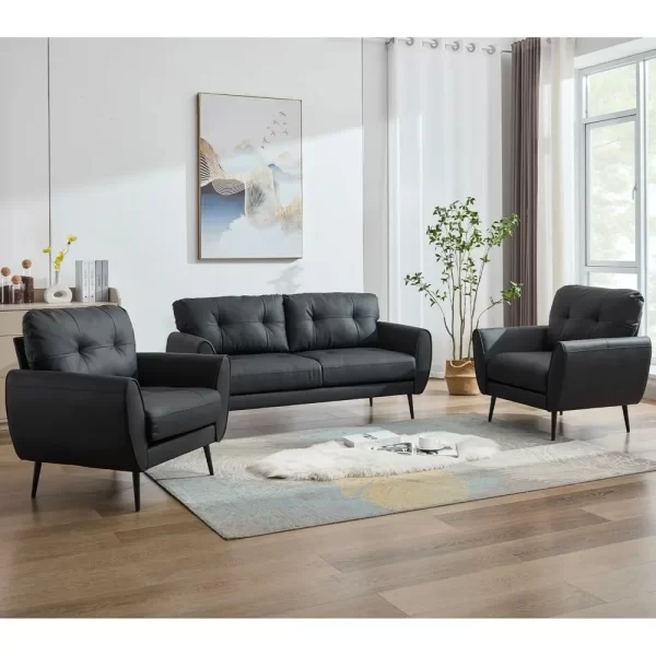 Leather Sofa Couch 61" Small Loveseat Couches for Living Room - Image 3