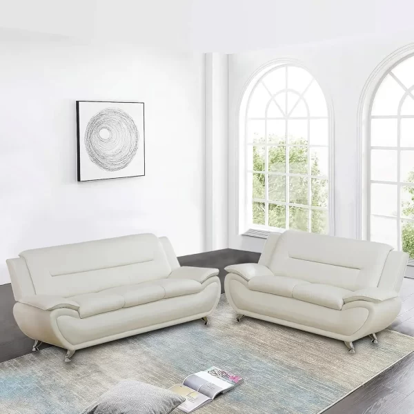 Faux Leather Couch and Loveseat Set for Living Room Office Home - Image 7
