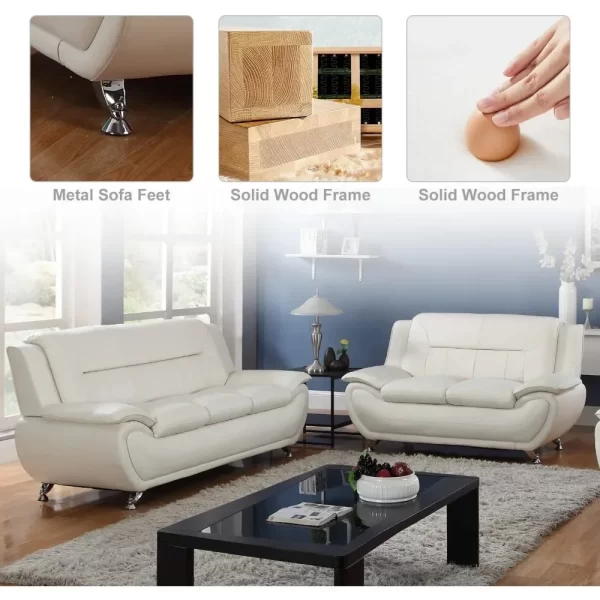 Faux Leather Couch and Loveseat Set for Living Room Office Home - Image 3