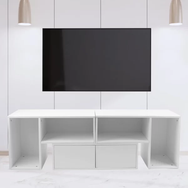 Board TV Cabinet Stand Panel Set with LED Light Drawer  100V-240V - Image 2