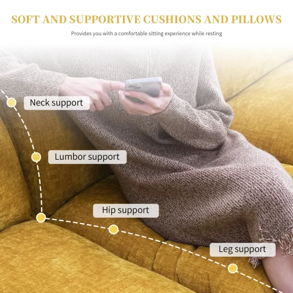118*55" Modern L-shaped Chenille Cloud Sofa with Double Seat Cushions - Image 4