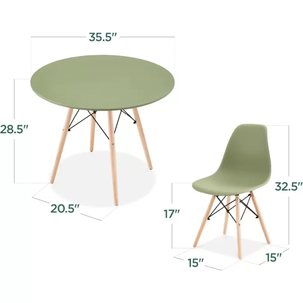 5-Piece Dining Set, Compact Mid-Century Modern Table & Chair Set for Home, Apartment w/ 4 Chairs, Plastic Seats - Image 2