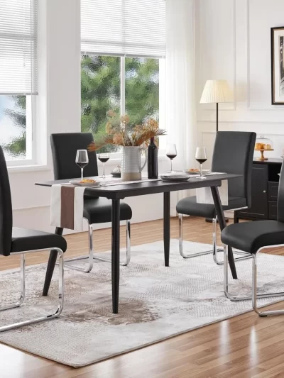 4PCS Dining Chairs Armless Leather Dining/Desk Room