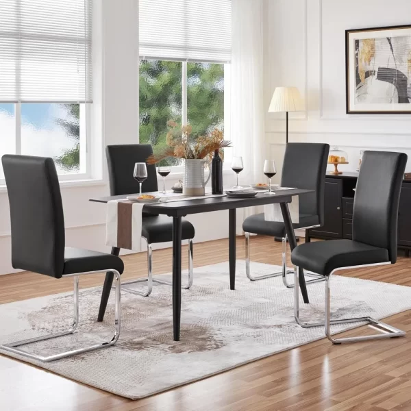 4PCS Dining Chairs Armless Leather Dining/Desk Room