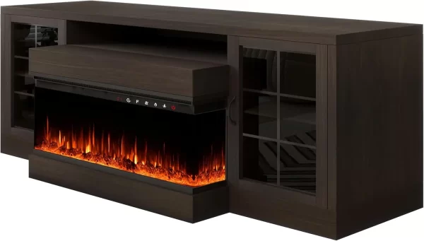 3-Sided Farmhouse Electric Fireplace TV Stand for TVs up to 75'', Entertainment Center with Glass Door Storage Cabinet, 60'' - Image 6