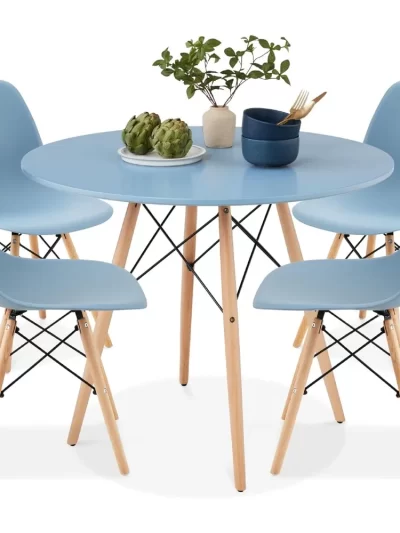 5-Piece Dining Set, Compact Mid-Century Modern Table & Chair Set for Home