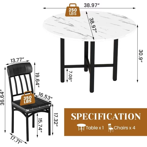 Round Dining Table Set for 4 - Image 6