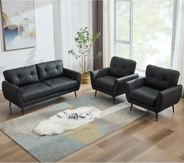 Leather Sofa Couch 61" Small Loveseat Couches for Living Room - Image 7