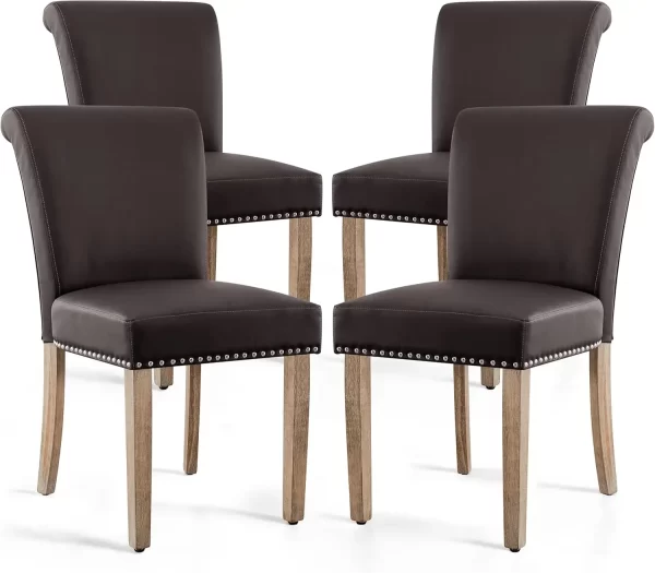 Leather Dining Chairs Kitchen Table Chairs Set of 4 - Image 9
