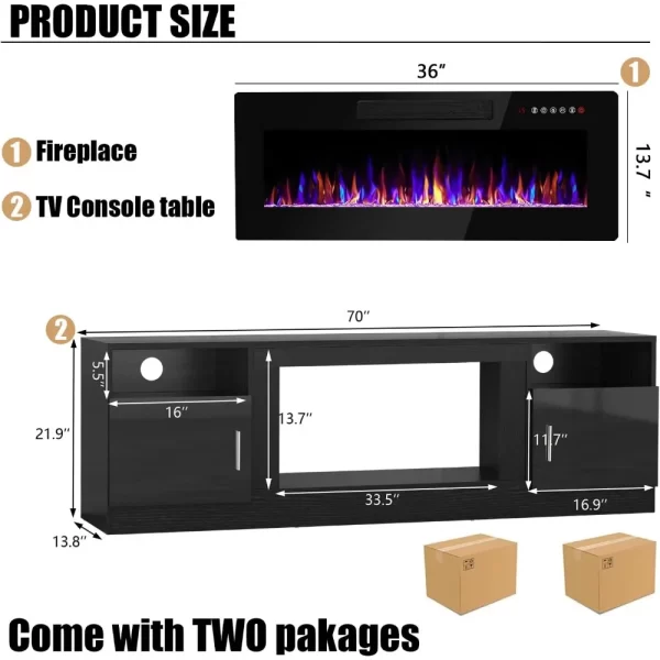 Fireplace with TV Stand 36" inch Electric Fireplace and Up to 80" TVs - Image 2
