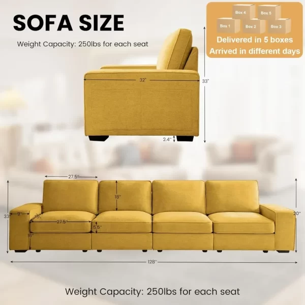 128" Modular Sofa Couch with Seat Storage - Image 2