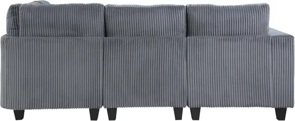 Corduroy Sofa Couch w/ Storage Pouches & Charging Port - Image 6