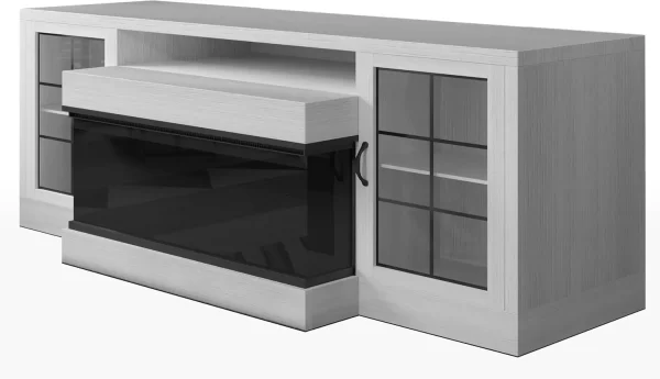 3-Sided Farmhouse Electric Fireplace TV Stand for TVs up to 75'', Entertainment Center with Glass Door Storage Cabinet, 60'' - Image 5