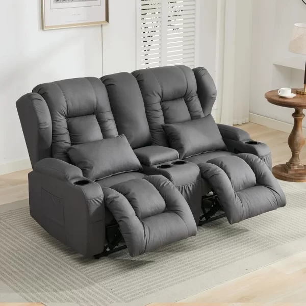 65.5" RV Loveseat Double Recliner With Console