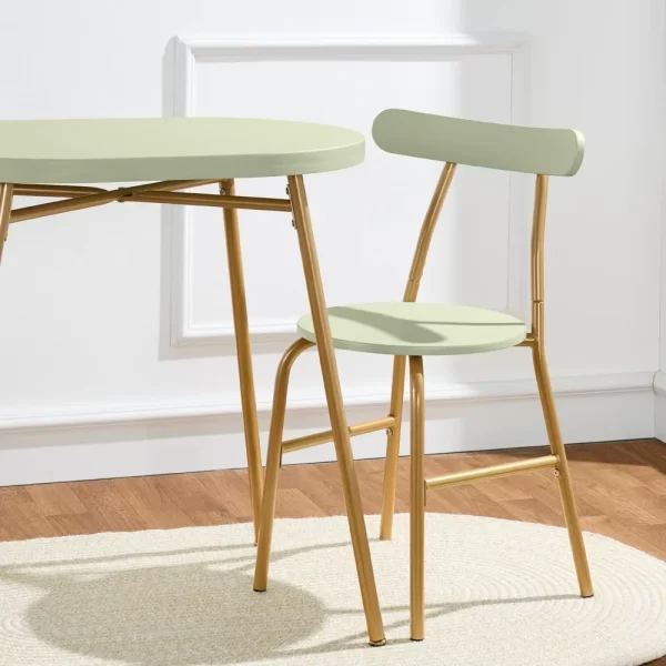 3-Piece Modern Oval Dining Table Set, Small Kitchen Dinette w/ 2 Chairs, Metal Frame, Curved Backrests - Image 6