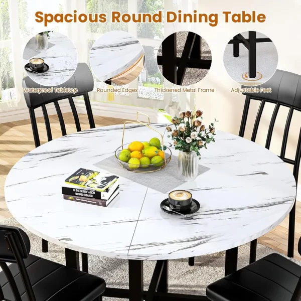 Round Dining Table Set for 4 - Image 4