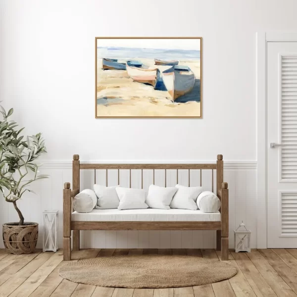 Framed Canvas Wall Art 32x42 Beached Boats I by Ethan Harper - Image 3