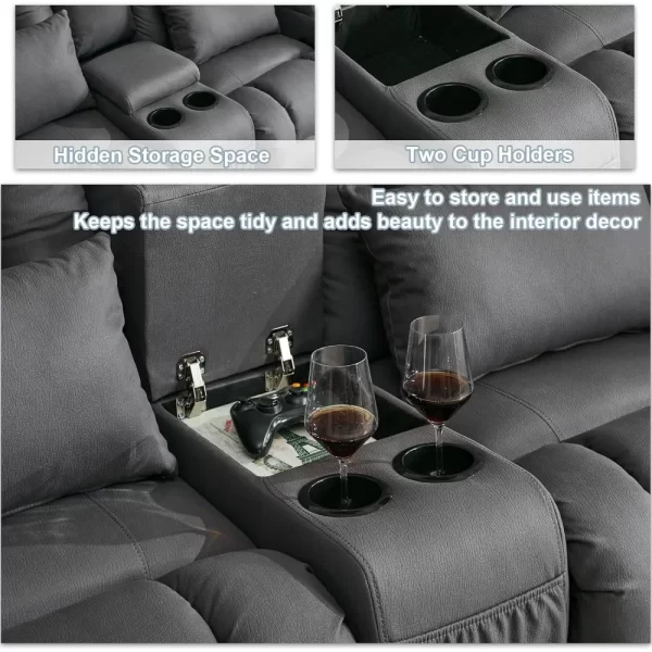 65.5" RV Loveseat Double Recliner With Console - Image 4