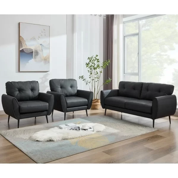 Leather Sofa Couch 61" Small Loveseat Couches for Living Room - Image 4