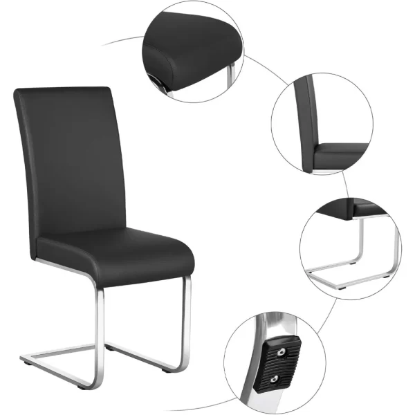 4PCS Dining Chairs Armless Leather Dining/Desk Room - Image 6