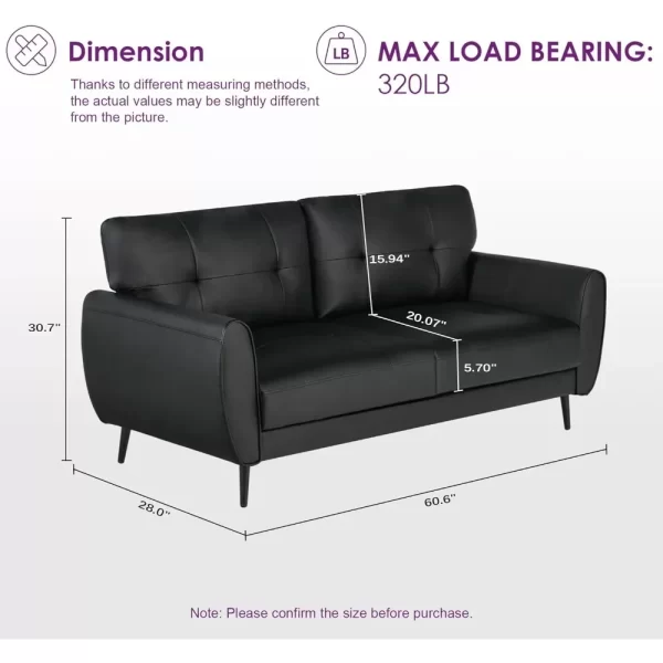 Leather Sofa Couch 61" Small Loveseat Couches for Living Room - Image 2