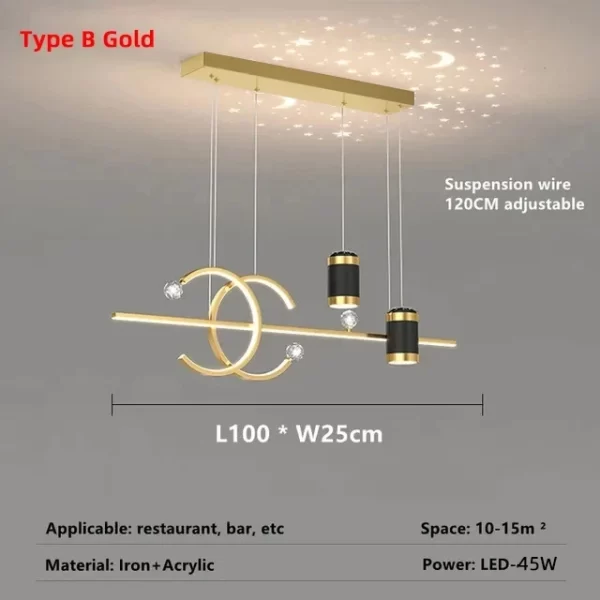 Modern Dining Room LED Pendant Light with Remote Control Dimmable Dining Table Hanging Lamp 90-260v - Image 12