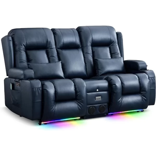 Power Loveseat with Massage & Heat Home Theater Seating with Console Electric Recliner RV Sofa - Image 6