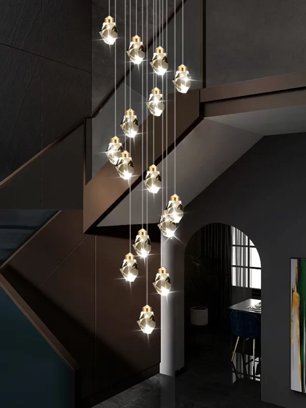 Nordic Crystal Chandelier Duplex Loft Hanging Lamps Staircase Suspended Pendant - Image 4