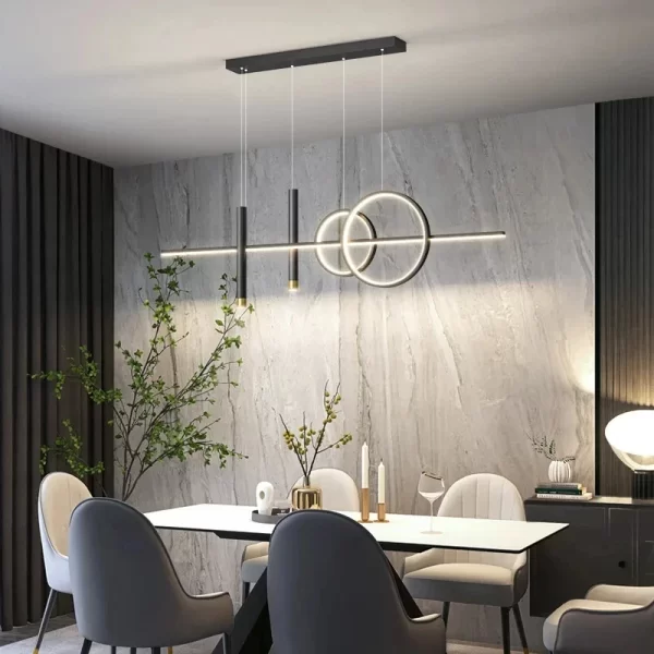 Modern Dining Room LED Pendant Light with Remote Control Dimmable Dining Table Hanging Lamp 90-260v - Image 5